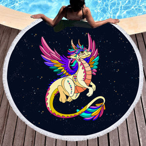 Colorful Dragonfly Illustration SWST3938 Round Beach Towel