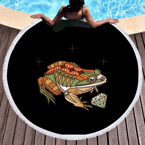 Image of Vintage Color Frog & Diamond SWST4106 Round Beach Towel