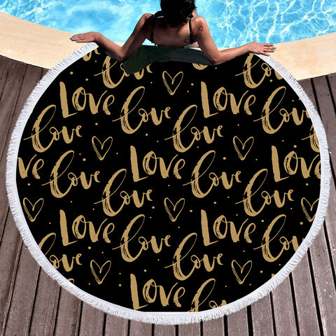 Image of Golden Love Text SWST4111 Round Beach Towel