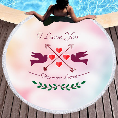 Image of Forever Love Pink Theme SWST4112 Round Beach Towel