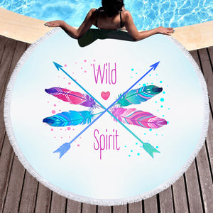 Gradient Pink & Blue Arrows - Wild & Spirit SWST4120 Round Beach Towel