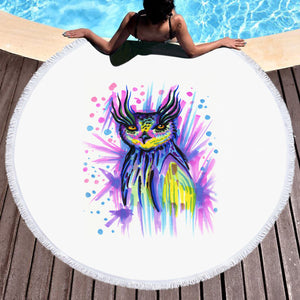 Water Color Owl Sketch SWST4221 Round Beach Towel