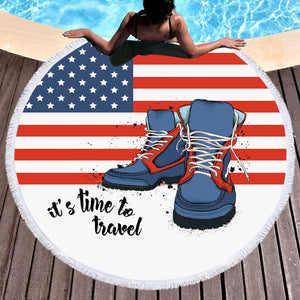 USA It's Time To Travel  SWST4238 Round Beach Towel