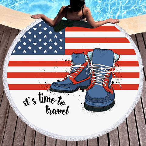 Image of USA It's Time To Travel  SWST4238 Round Beach Towel