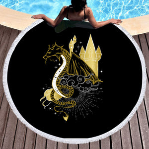 Golden Dragon & Royal Tower SWST4244 Round Beach Towel