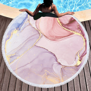 Splash Golden Salmon Pastel SWST4278 Round Beach Towel