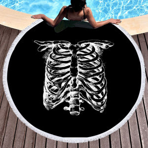 B&W Skeleton Sketch SWST4292 Round Beach Towel