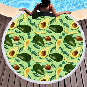 Avocado Monogram Green Theme SWST4294 Round Beach Towel