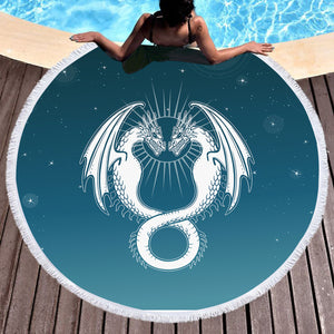 Facing Europe Dragonfly Turquoise Theme SWST4304 Round Beach Towel