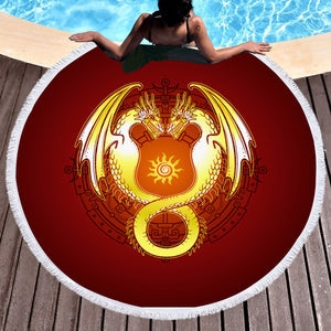 Facing Yellow Europe Dragonfly Fire Theme SWST4305 Round Beach Towel