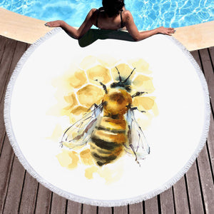 Queen Bee Watercolor Painting SWST4404 Round Beach Towel