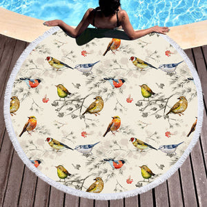 Tiny Colorful Birds SWST4444 Round Beach Towel