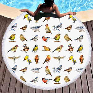 Colorful Bird Collection SWST4445 Round Beach Towel