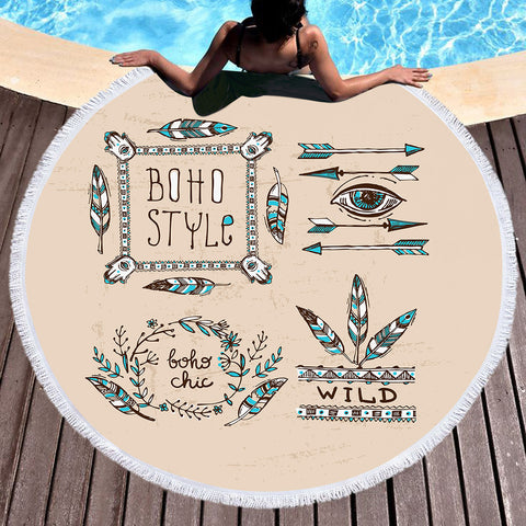 Image of Vintage Boho Style & Chic SWST4452 Round Beach Towel