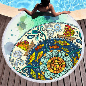 Colorful Round Mandala  SWST4453 Round Beach Towel