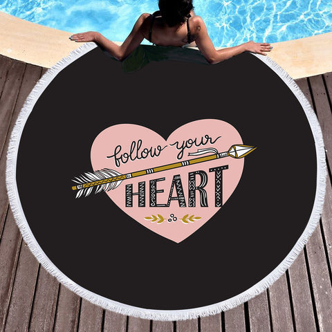 Image of Follow Your Heart - Boho Style SWST4455 Round Beach Towel