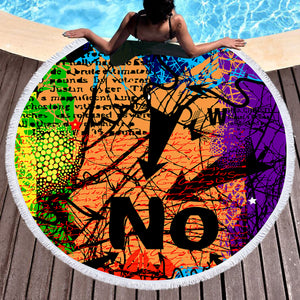 NO Colorful Vintage Destressed Pattern SWST4487 Round Beach Towel