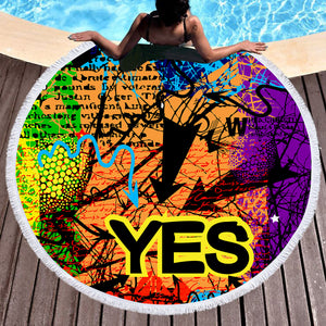 YES Colorful Vintage Destressed Pattern SWST4488 Round Beach Towel