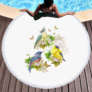 Sunbirds, Butterflies And Flowers SWST4493 Round Beach Towel