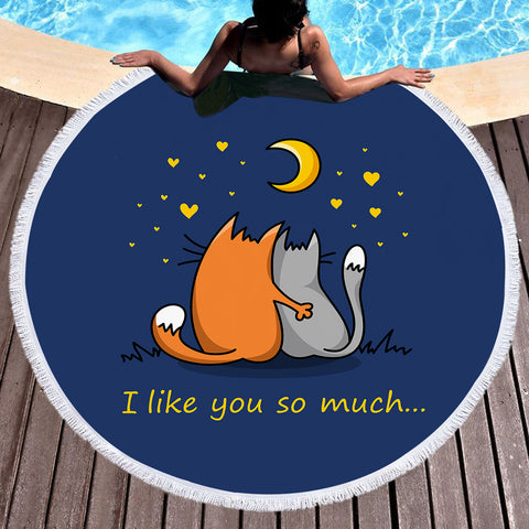 Image of Cute Cartoon I Like You So Much SWST4494 Round Beach Towel
