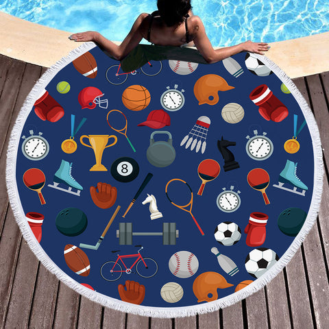 Image of Sports Iconic Illustration SWST4495 Round Beach Towel