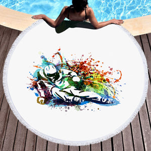 Colorful Spray Skiing SWST4498 Round Beach Towel