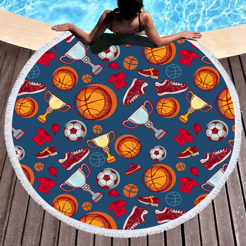 Image of Vintage Sports Iconic Illustration SWST4499 Round Beach Towel