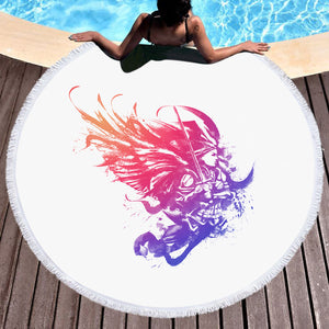 Gradient Color Fight Wings Warrior SWST4506 Round Beach Towel