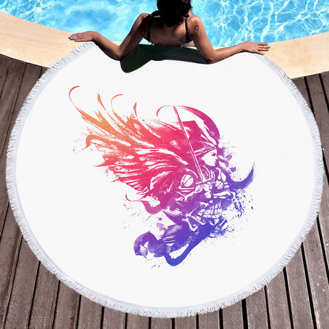 Image of Gradient Color Fight Wings Warrior SWST4506 Round Beach Towel