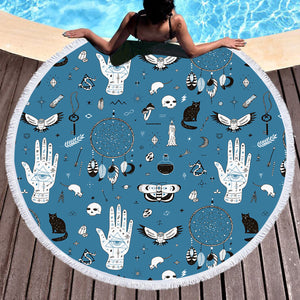 Tattoo Hands & Mini Sketch SWST4509 Round Beach Towel