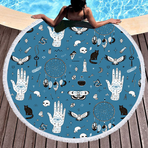 Image of Tattoo Hands & Mini Sketch SWST4509 Round Beach Towel