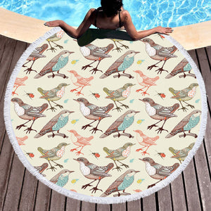 Retro Sunbirds Old School Art SWST4521 Round Beach Towel