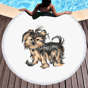 Retro Art Schnauzer Drawing SWST4523 Round Beach Towel