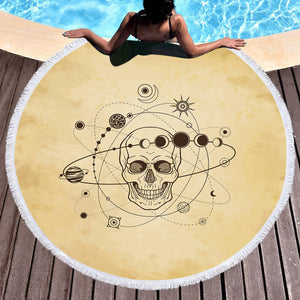 Retro Skull Galaxy Sketch SWST4524 Round Beach Towel