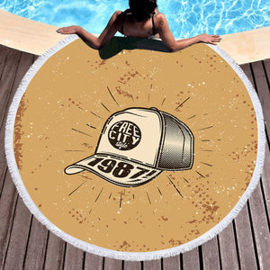 Retro Cap - Free City Style 1987 SWST4525 Round Beach Towel