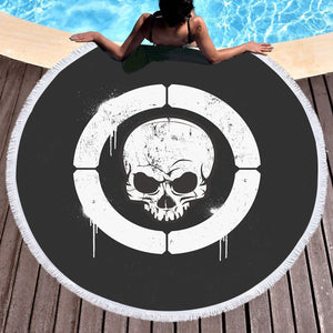 B&W Military Skull Spray SWST4534 Round Beach Towel