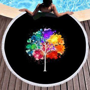 Colorful Spray Leaves Plant SWST4545 Round Beach Towel