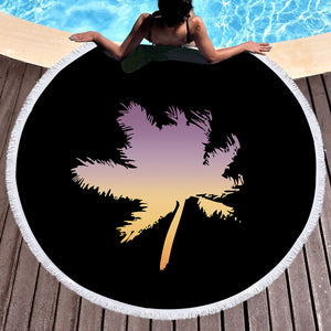 Gradient Purple Yellow Coconut Plant Shape SWST4546 Round Beach Towel