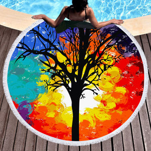 Colorful Big Tree Full Screen SWST4585 Round Beach Towel