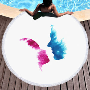 Purple & Blue Human Face Kissing SWST4586 Round Beach Towel