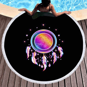Galaxy Modern Blink Dream Catcher SWST4590 Round Beach Towel