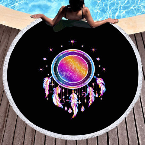 Image of Galaxy Modern Blink Dream Catcher SWST4590 Round Beach Towel
