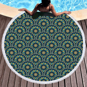 Multi Vintage Mandala Full Screen SWST4595 Round Beach Towel