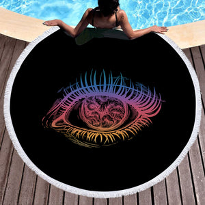 Colorful Eye Black Theme SWST4601 Round Beach Towel