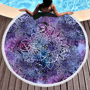 Purple Mandala Matrix SWST4646 Round Beach Towel