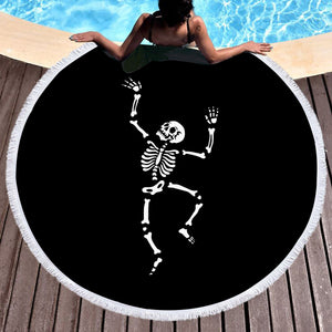 B&W Cute Skeleton SWST4650 Round Beach Towel