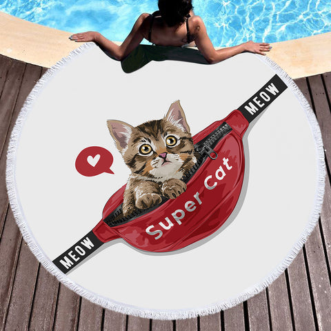 Image of Super Cute Cat SWST4652 Round Beach Towel