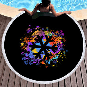 Colorful Spray Snowflake SWST4655 Round Beach Towel