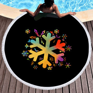 Colorful Snowflake Pattern SWST4656 Round Beach Towel