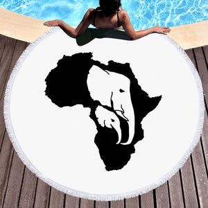 B&W Elephant Sketch Icon SWST4659 Round Beach Towel